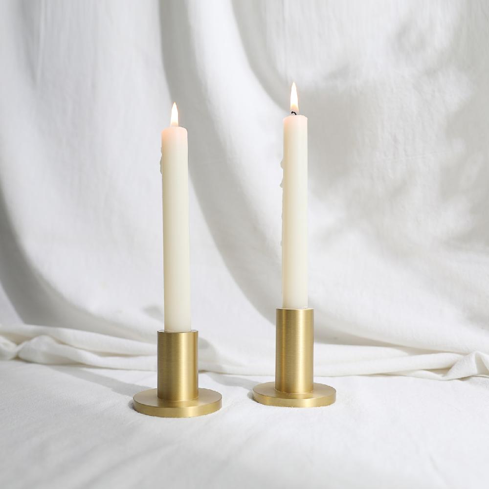 MAXERY Solid Brass Candle Holders Satin Brass Finish Great Candlesticks Decorations for Party, Wedding, Dinner