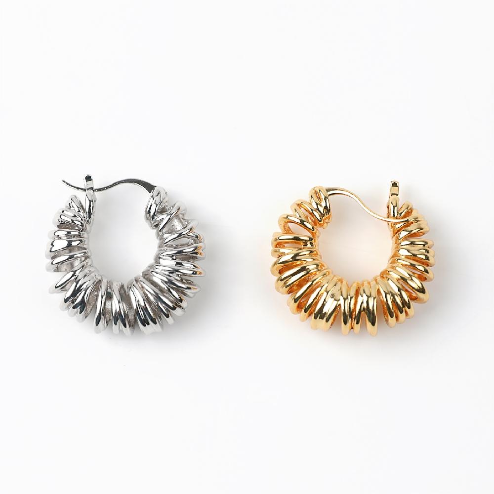 Maxery Latest Design Jewelry Hot Sale Women Earring Metal Coil Women's Earrings 18K Gold Plated