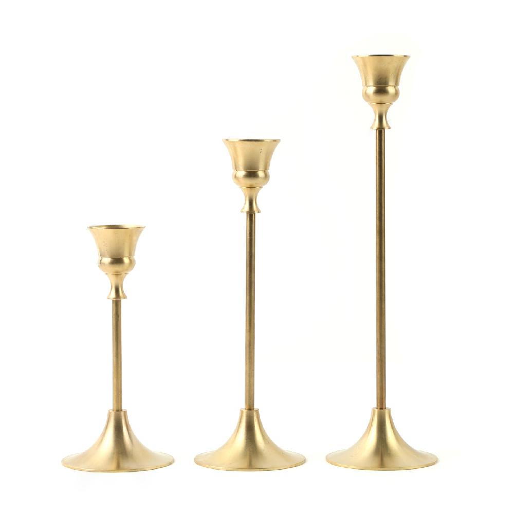 Maxery Light Luxury Brass Candle Holder Satin Brass three Size Candle Cup for Home Table Decor