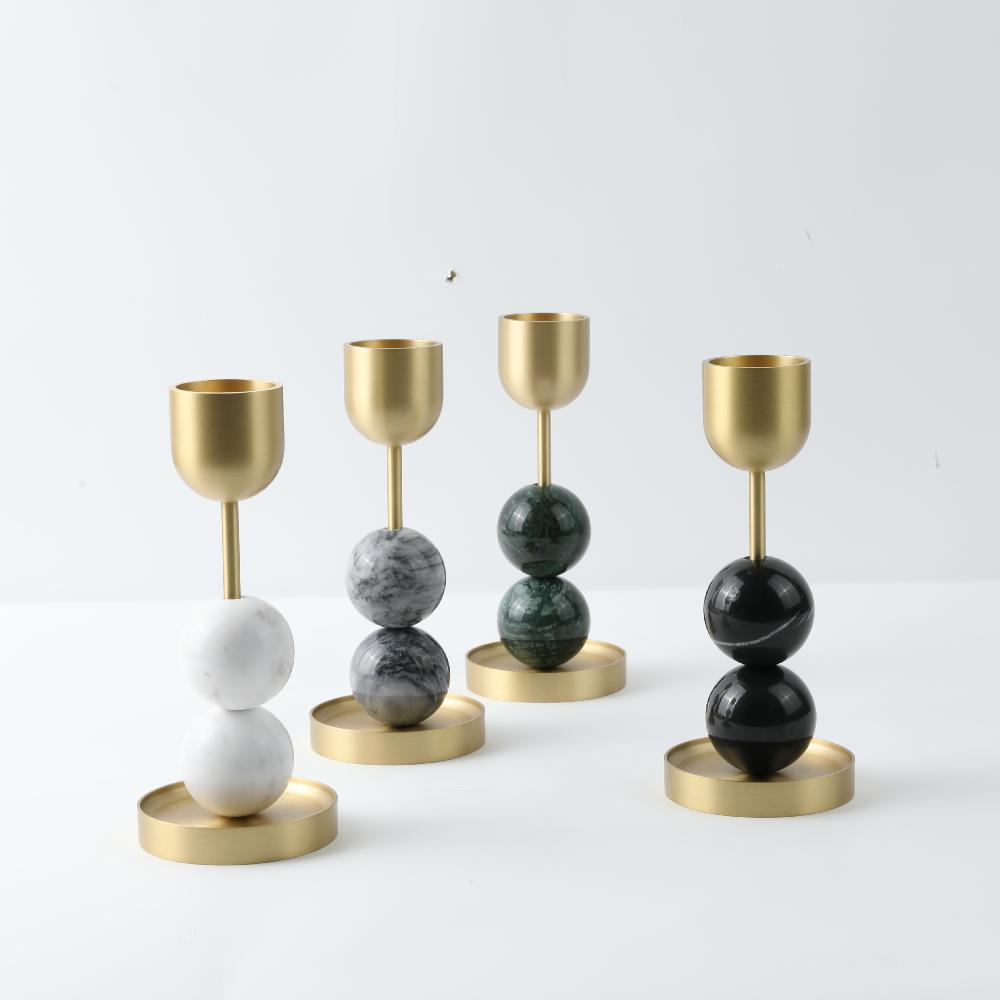 Maxery Hot Selling New Design Candlesticks Marble Brass Candle Holder for Wedding Table Decoration