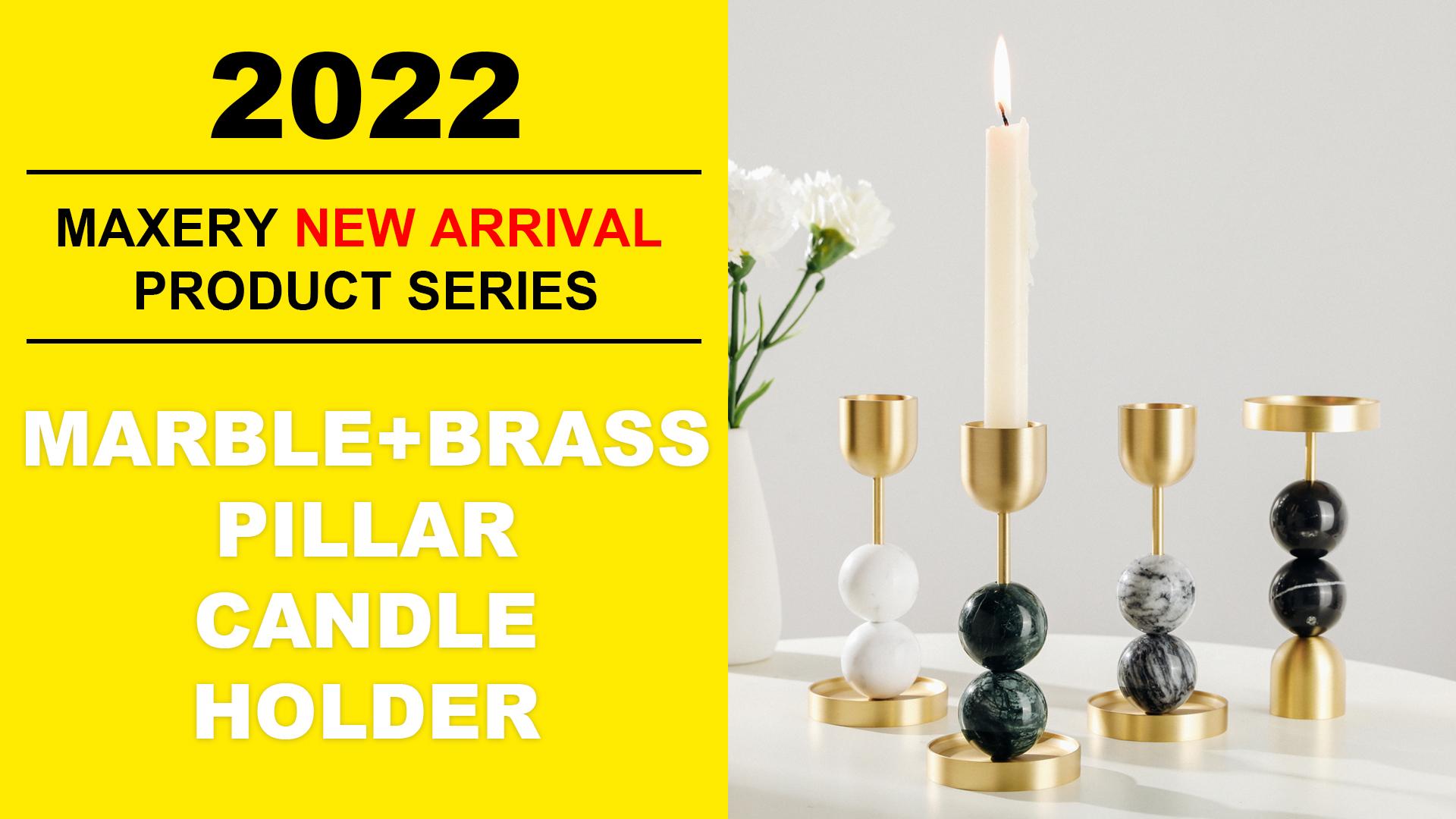 Maxery New Arrival Product Introduction--Marble brass pillar candle holders