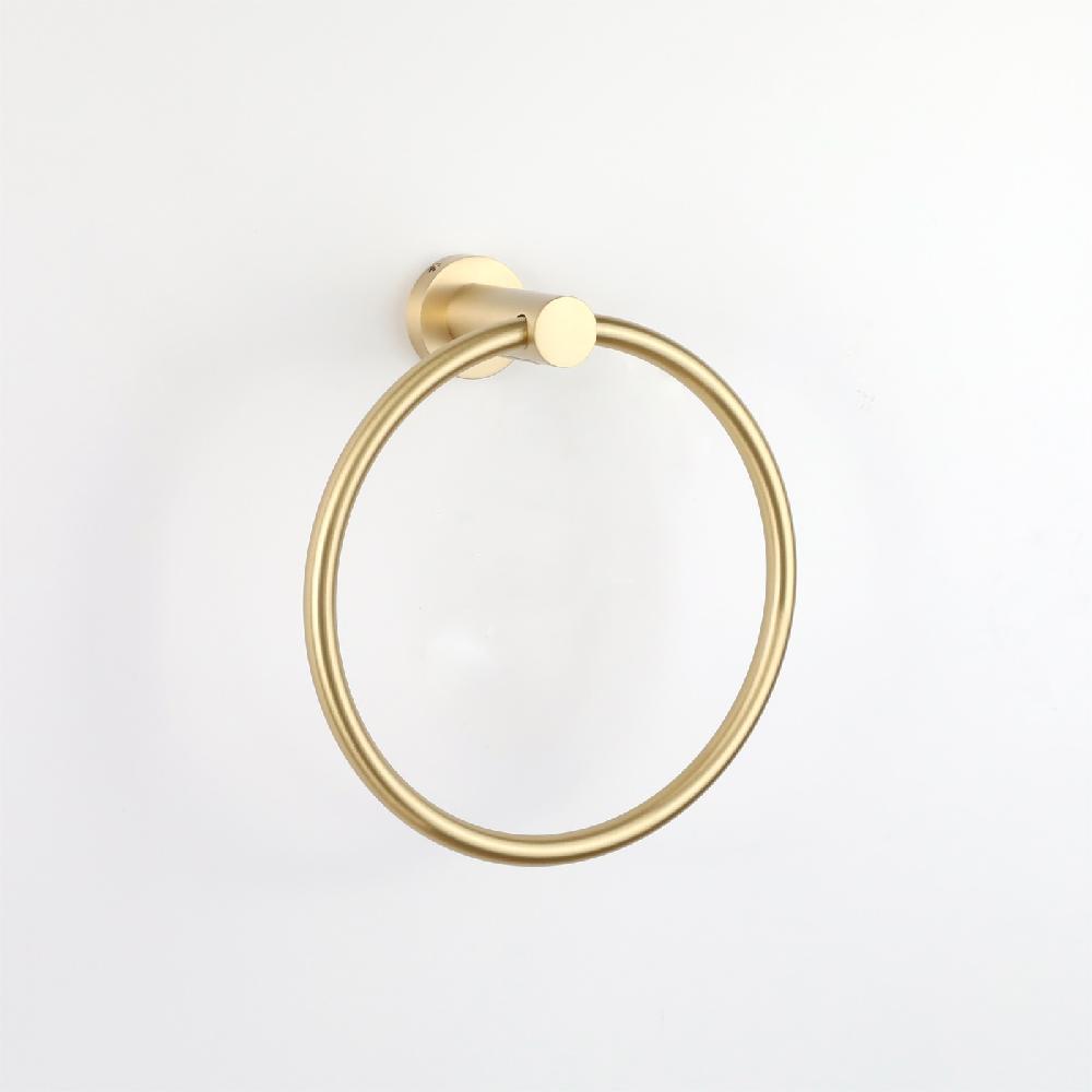 MAXERY Bathroom Accessories Round Brushed Gold Brass Towel Ring Holder