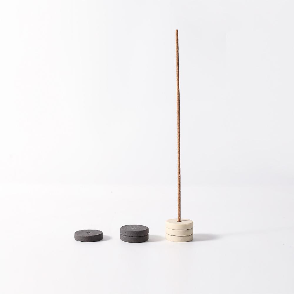 Maxery New Design Simple Round Ceramic Incense Holder, Mini Polished Texture Incense Stick Holder for Home Decoration