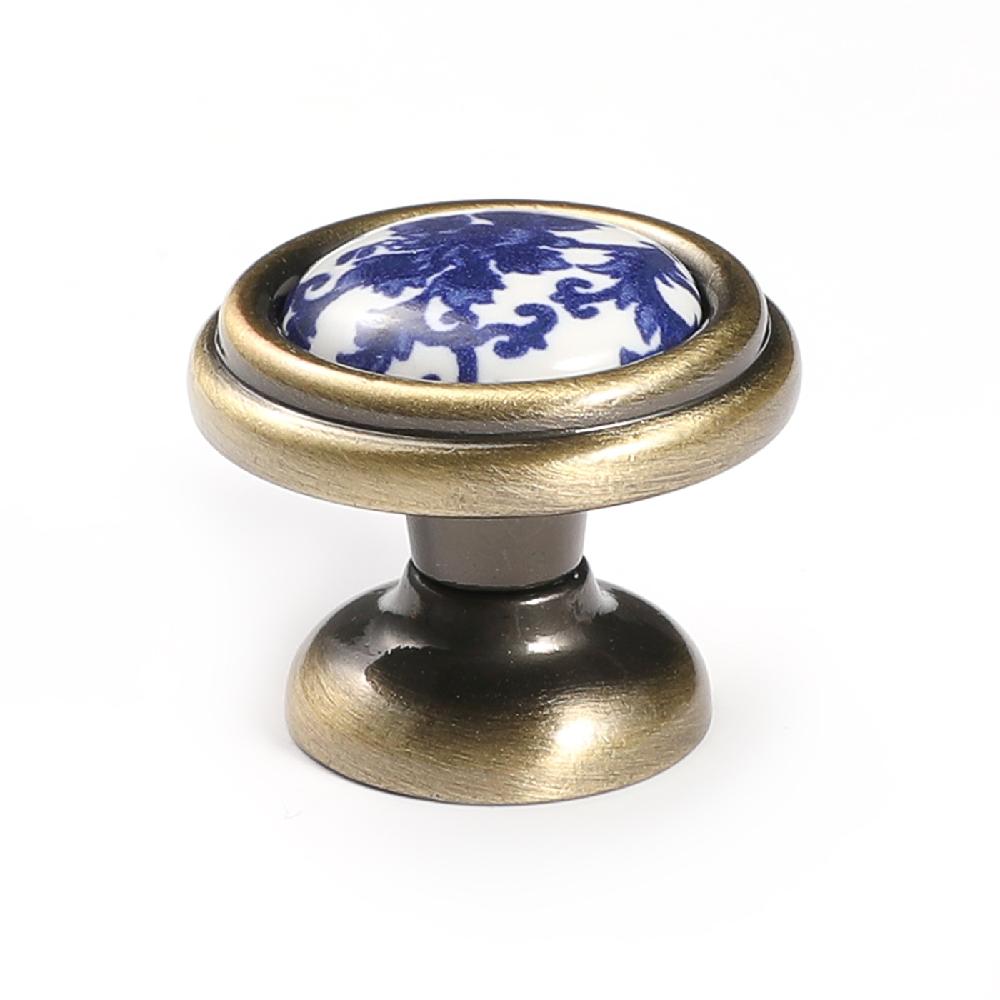 Maxery Traditional Chinese Style Ceramic Furniture Handle Knob Blue and White Porcelain Kitchen Cabinet Knob