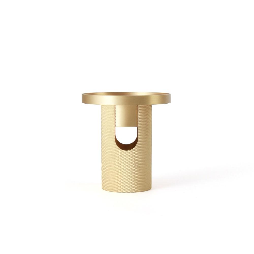 MAXERY High Quality Solid Brass Oil Burner Knurled Candle Container Brushed Gold Candlesticks